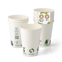 Pappbecher weiß mit Eco-Icon – einwandig, kompostierbar, DIN EN 13432