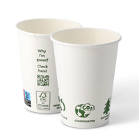 Pappbecher weiß mit Eco-Icon – einwandig, kompostierbar, DIN EN 13432