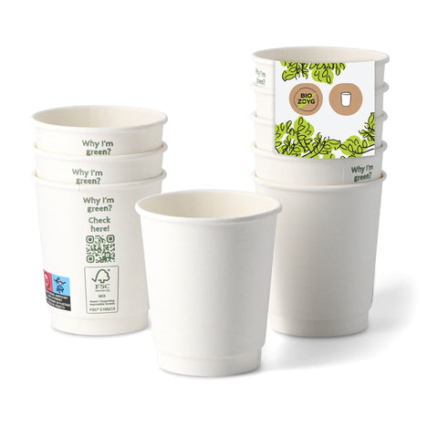 Pappbecher doppelwandig weiß - kompostierbare Coffee-to-go-Becher