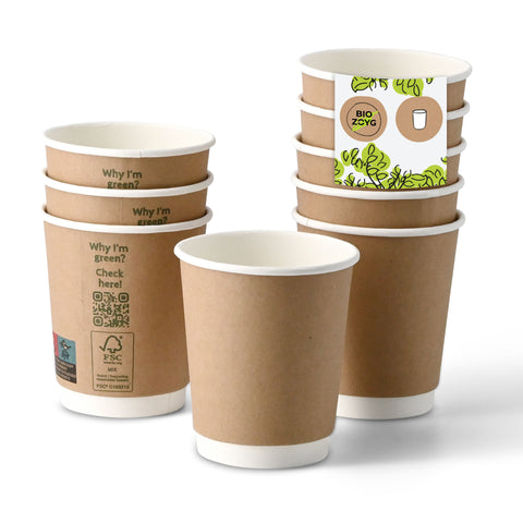Pappbecher doppelwandig braun - kompostierbare Coffee-to-go-Becher