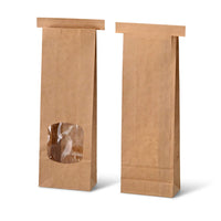 Blockbodenbeutel mit Fenster & PP-Beschichtung – Papiertüten div. Farben