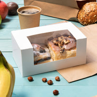 Patisserie-Schachteln aus Pappe mit Sichtfenster, weiß
