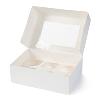 Cupcake- & Muffin-Boxen aus Pappe mit Sichtfenster, weiß