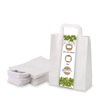 Papiertragetaschen weiß aus Kraftpapier mit Henkel