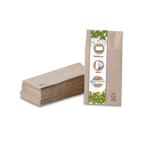 Besteckservietten Recyclingpapier 2-lagig, Bestecktaschen braun