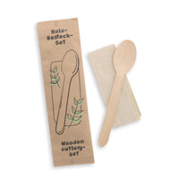 Holzbesteck-Set mit Serviette – nachhaltiges Einwegbesteck