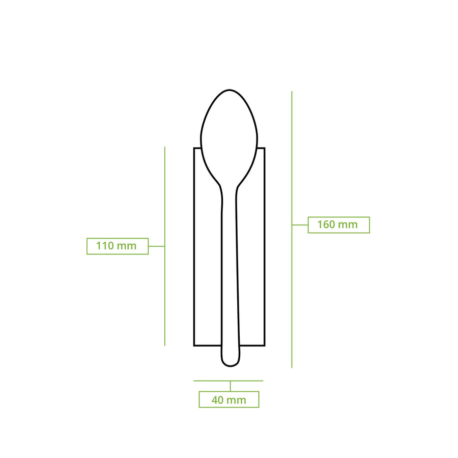 16 cm Löffel, Serviette dahinter gefaltet