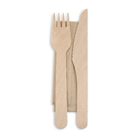 Holzbesteck-Set mit Serviette – nachhaltiges Einwegbesteck