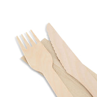 Holzbesteck-Set mit Serviette – nachhaltiges Einwegbesteck
