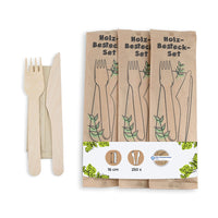 Holzbesteck-Set mit Serviette – nachhaltiges Einwegbesteck