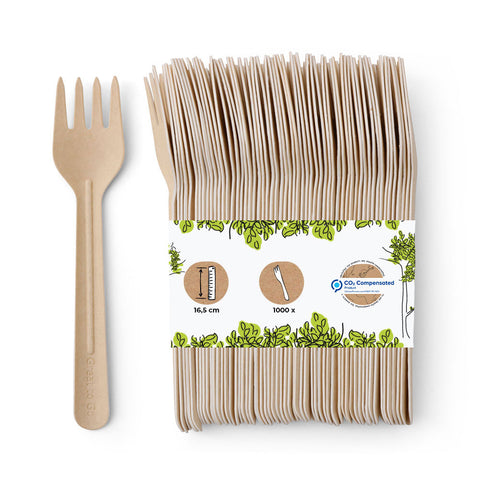 Papiergabeln 16,5 cm braun – kompostierbares Einwegbesteck