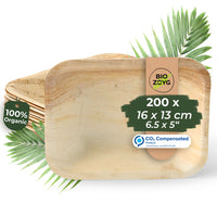 Palmblattteller rechteckig tief – Bio-Einwegteller aus Palmblatt