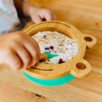 Babygeschirr Bambus Frosch mit Saugnapf und Löffel, FSC-zertifiziert