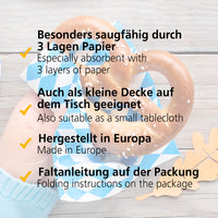 Servietten bayrisch blau-weiß 33x33 cm