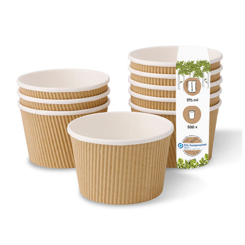 Suppenbecher To Go braun mit Riffelwand – kompostierbar