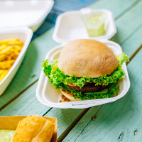 Burgerboxen aus Zuckerrohr, kompostierbar nach DIN EN 13432
