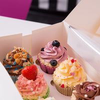 Cupcake- & Muffin-Boxen aus Pappe mit Sichtfenster, weiß