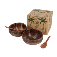 Kokosnuss-Schalen 2er-Set mit Gravur - Handarbeit im Boho-Style
