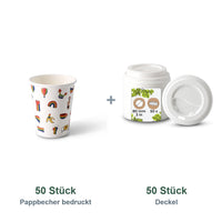 Set aus 50 Pappbecher bedruckt Pride, 200 ml und 50 Deckel weiß, Ø 80 mm