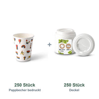 Set aus 250 Pappbecher bedruckt Pride, 200 ml und 250 Deckel weiß, Ø 80 mm