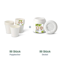 Set aus 50 Pappbecher weiß, 150 ml und 50 Deckel weiß, Ø 80 mm
