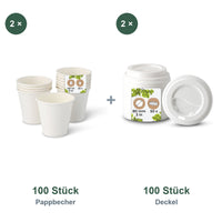 Set aus 100 Pappbecher weiß, 150 ml und 100 Deckel weiß, Ø 80 mm