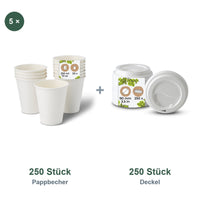Set aus 250 Pappbecher weiß, 250 ml und 250 Deckel weiß, Ø 90 mm