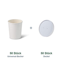 Set aus 50 Universal-Becher 800 ml und 50 Deckel Ø 115 mm