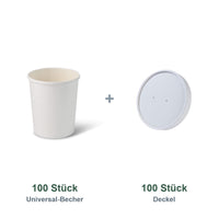 Set aus 100 Universal-Becher 800 ml und 100 Deckel Ø 115 mm