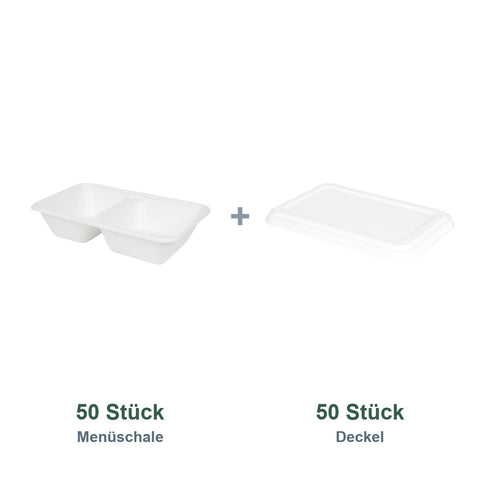 Set aus 50 Menüschale 1000 ml und 50 Deckel 23x14,5 cm