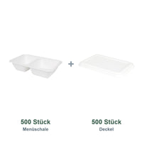 Set aus 500 Menüschale 1000 ml und 500 Deckel 23x14,5 cm