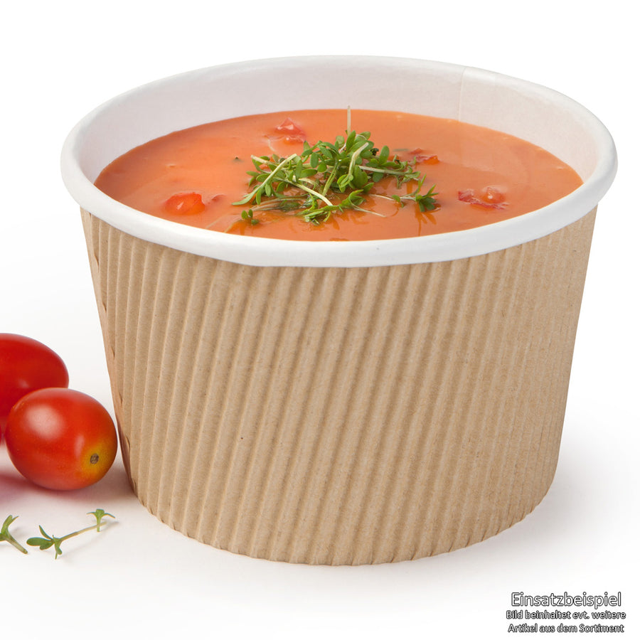 Suppe und Eintopf über die Theke geben